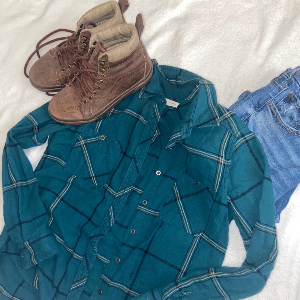 🌷4/20 Pacsun L.A Hearts fall green trendy flannel